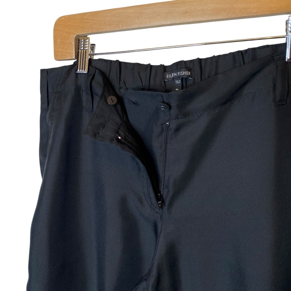 Eileen Fisher Washable‎ Silk Tapered Crop Pant Black size Medium - Picture 6 of 7